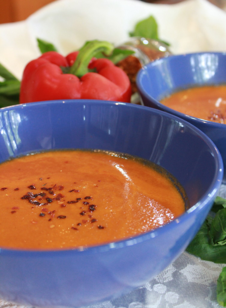 Creamy roasted red pepper soup
