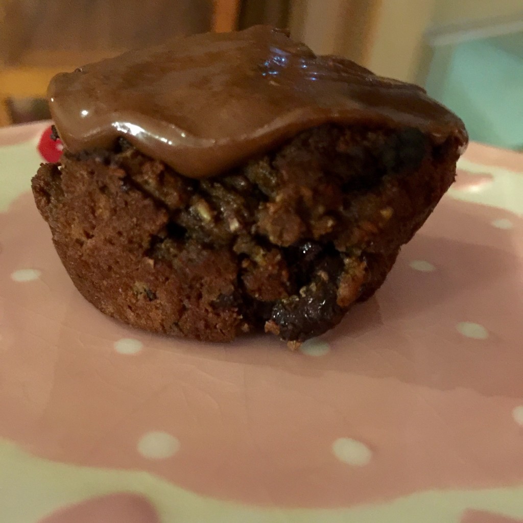 Chocolate almond muffin, chocolate hazelnut butter