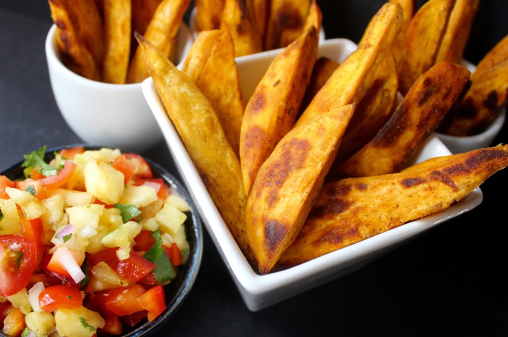 Spicy Camote Fries with Fresh Pineapple Salsa