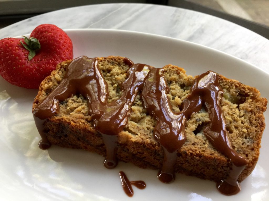 Apple Banana Bread with Chocolate Almond Butter Sauce
