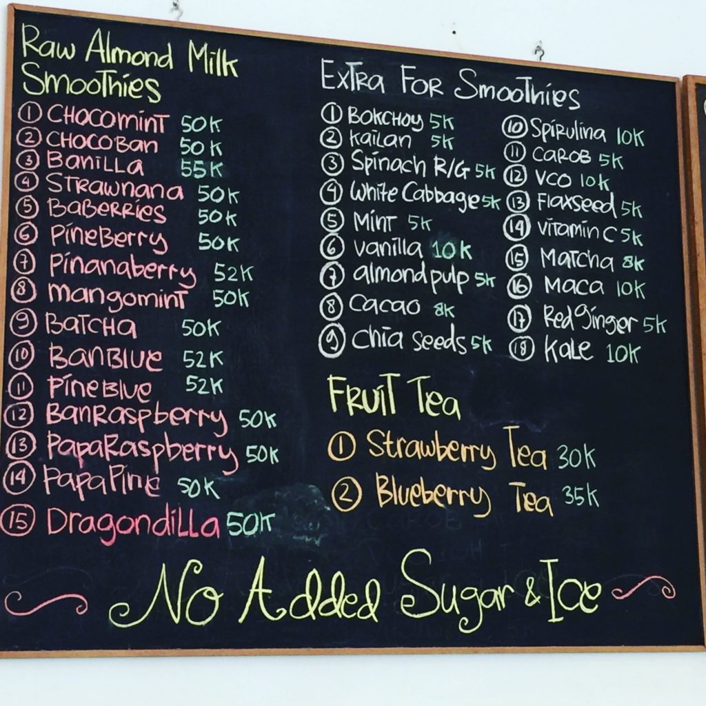 Almond milk bar menu