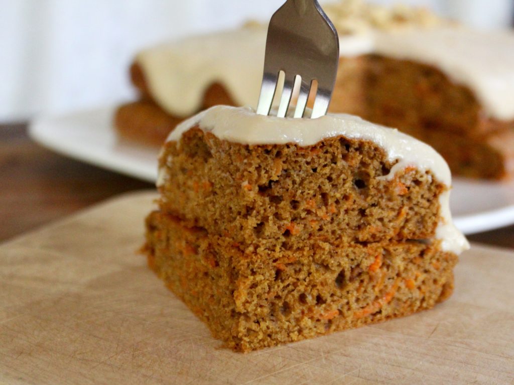 Carrot cake with cashew coconut frosting
