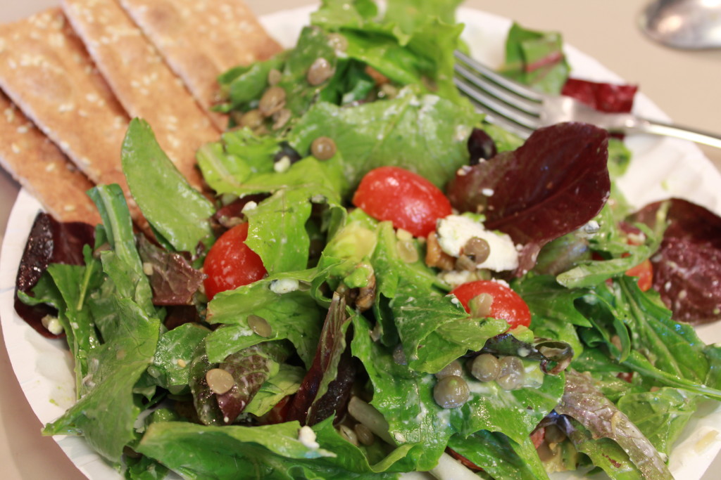 Lentil, goat cheese & walnut salad