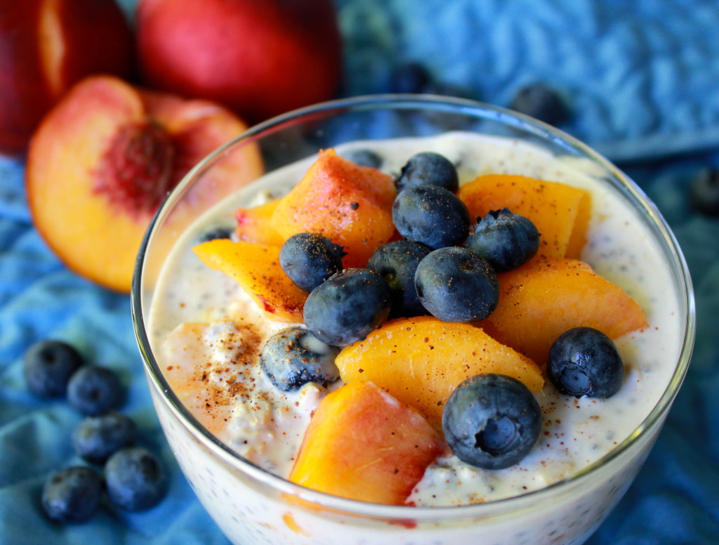 Peach blueberry chia pudding