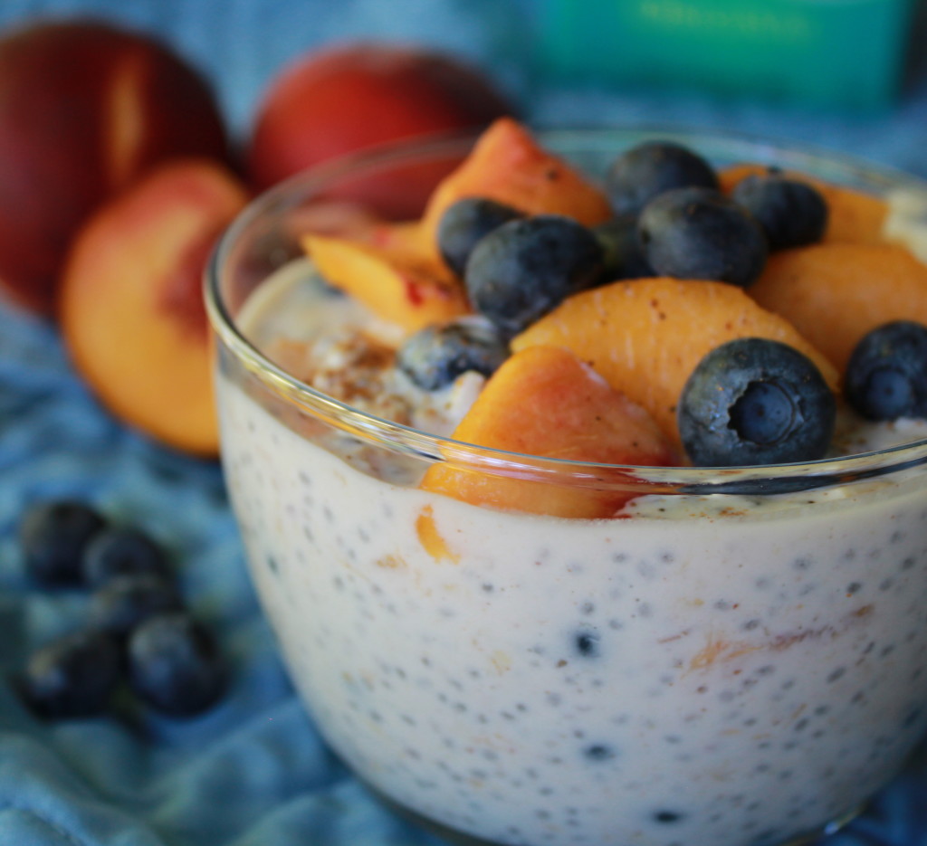 Peach blueberry chia pudding