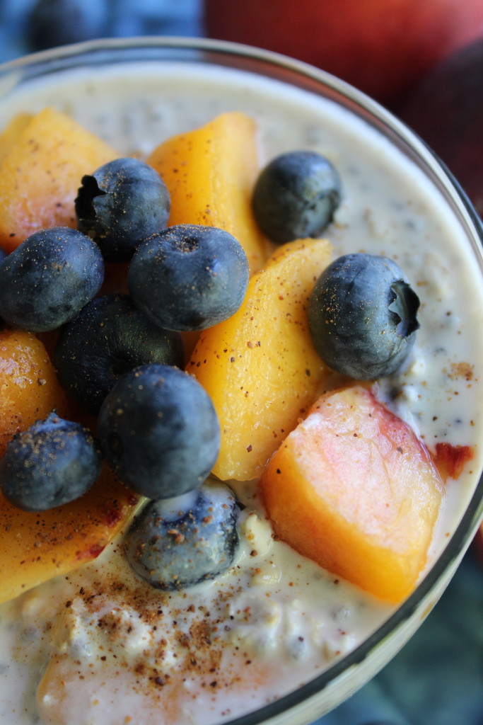 Peach blueberry chia pudding