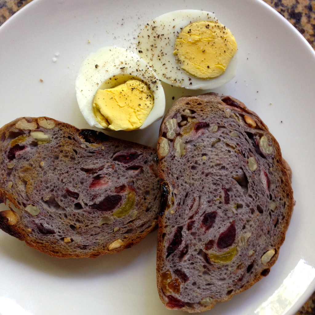 Cranberry walnut bread & hard-boiled egg