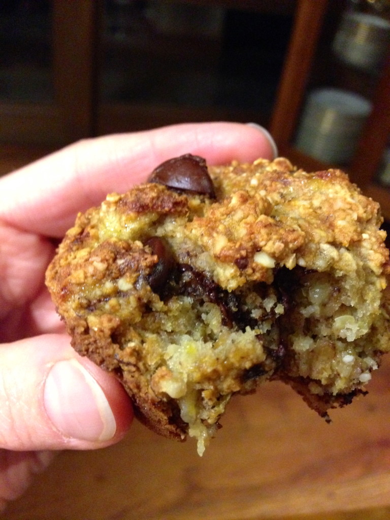 Vegan banana chocolate chip muffin