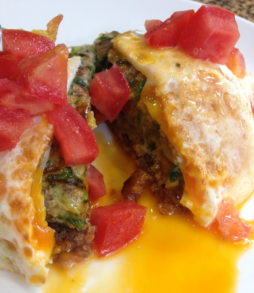 Zucchini fritter with egg & tomato