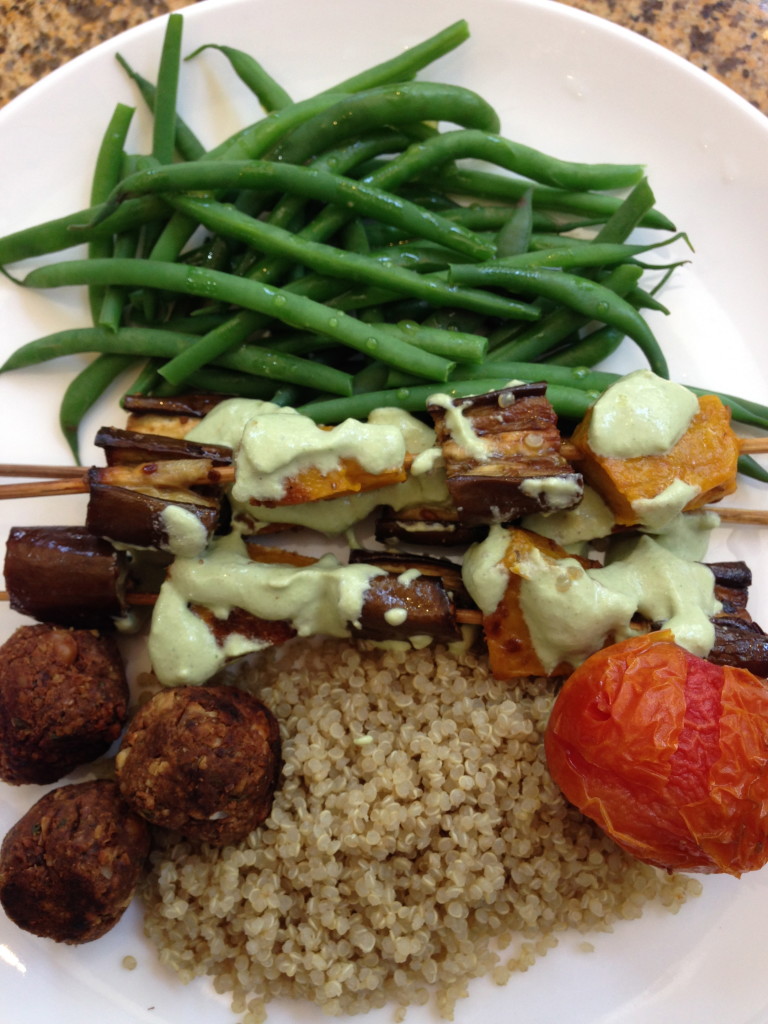 Quinoa, roasted veggies, green beans