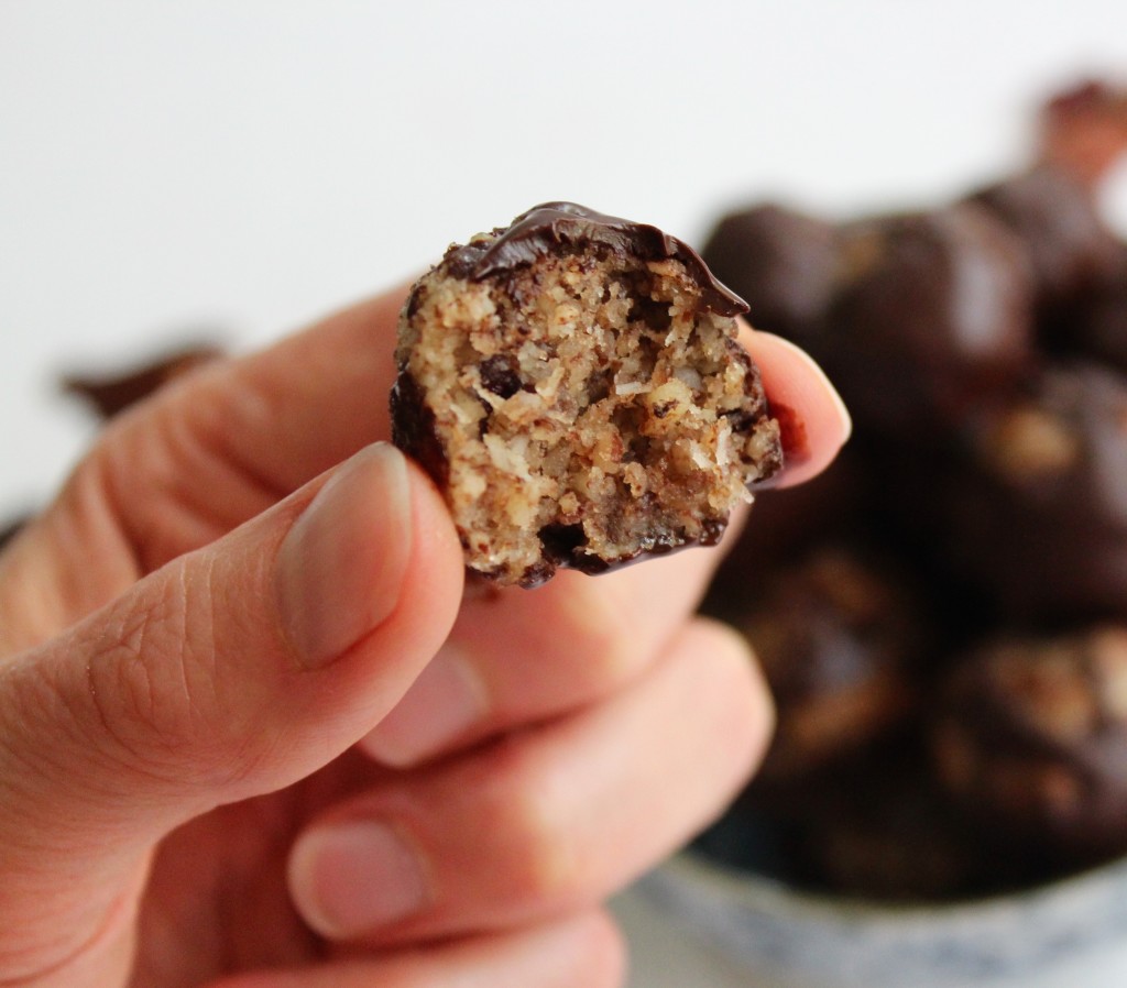 Chocolate-dipped cranberry pecan kisses