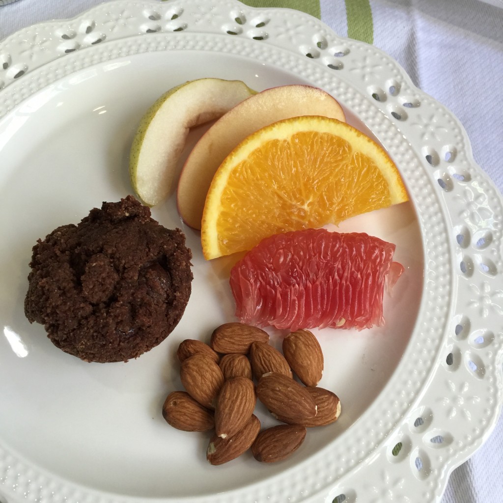 Chocolate orange almond muffin & fruit