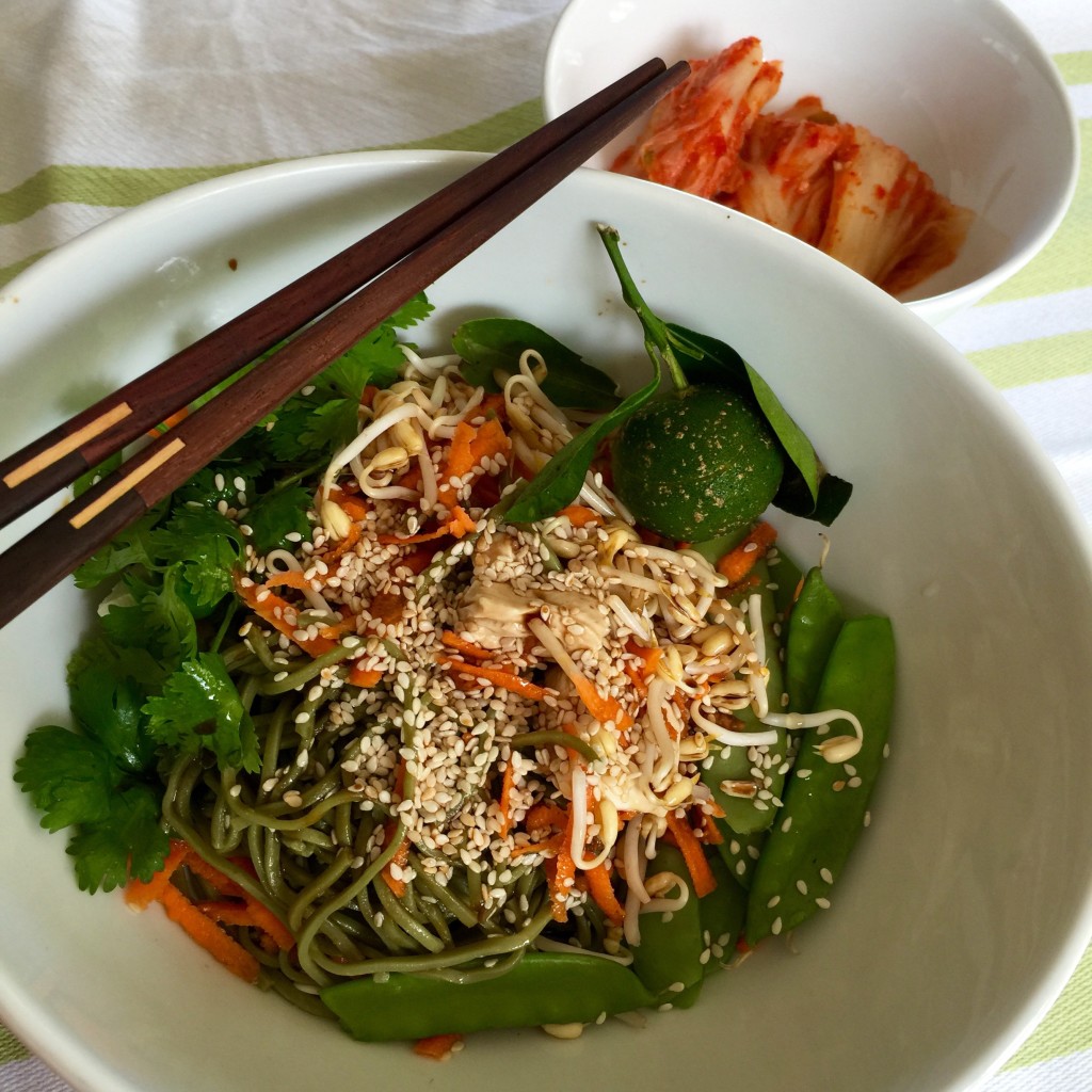 Green tea soba noodle salad