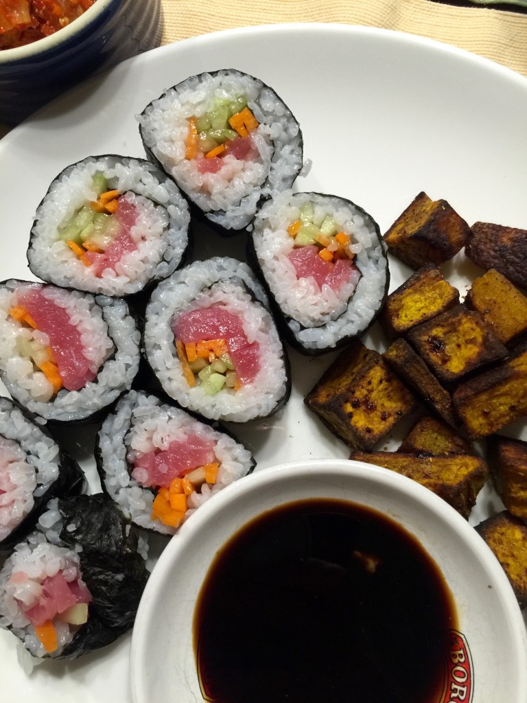 Tuna maki, roasted pumpkin, kimchi