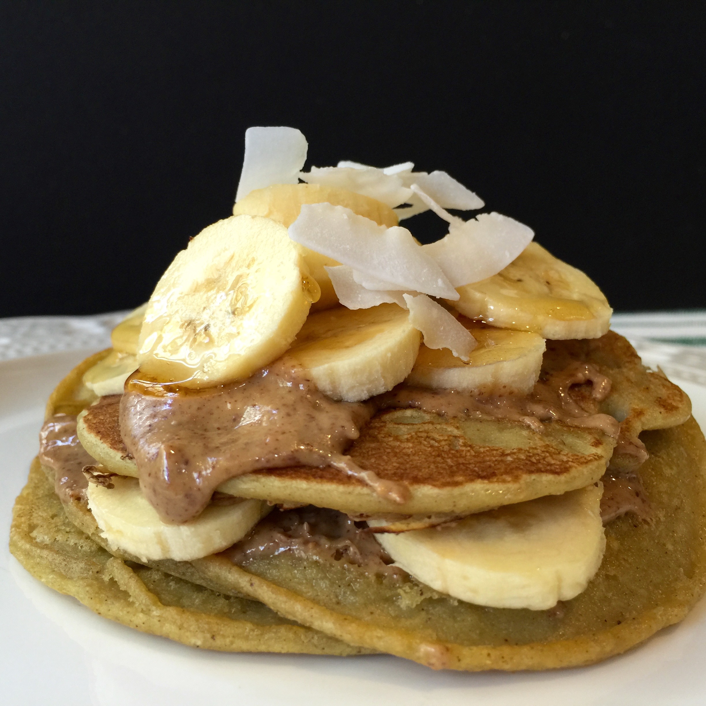 Chickpea pancakes with almond butter & banana