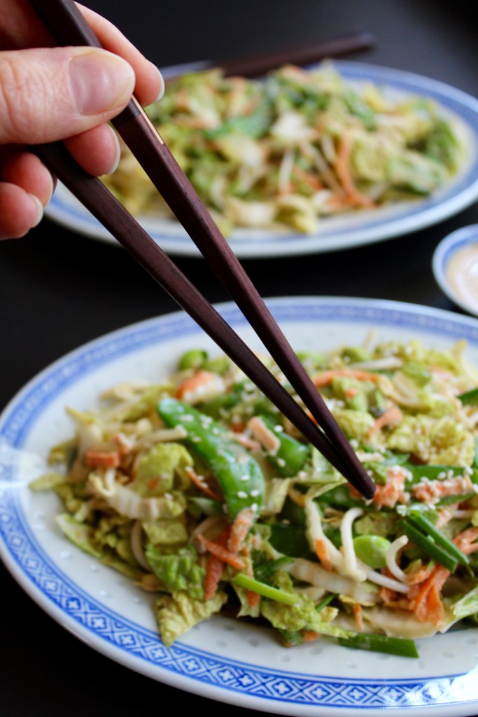 Asian Cabbage Salad with Creamy Sesame Dressing