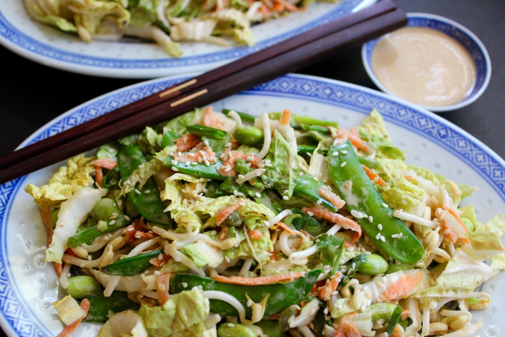 Asian Cabbage Salad with Creamy Sesame Dressing