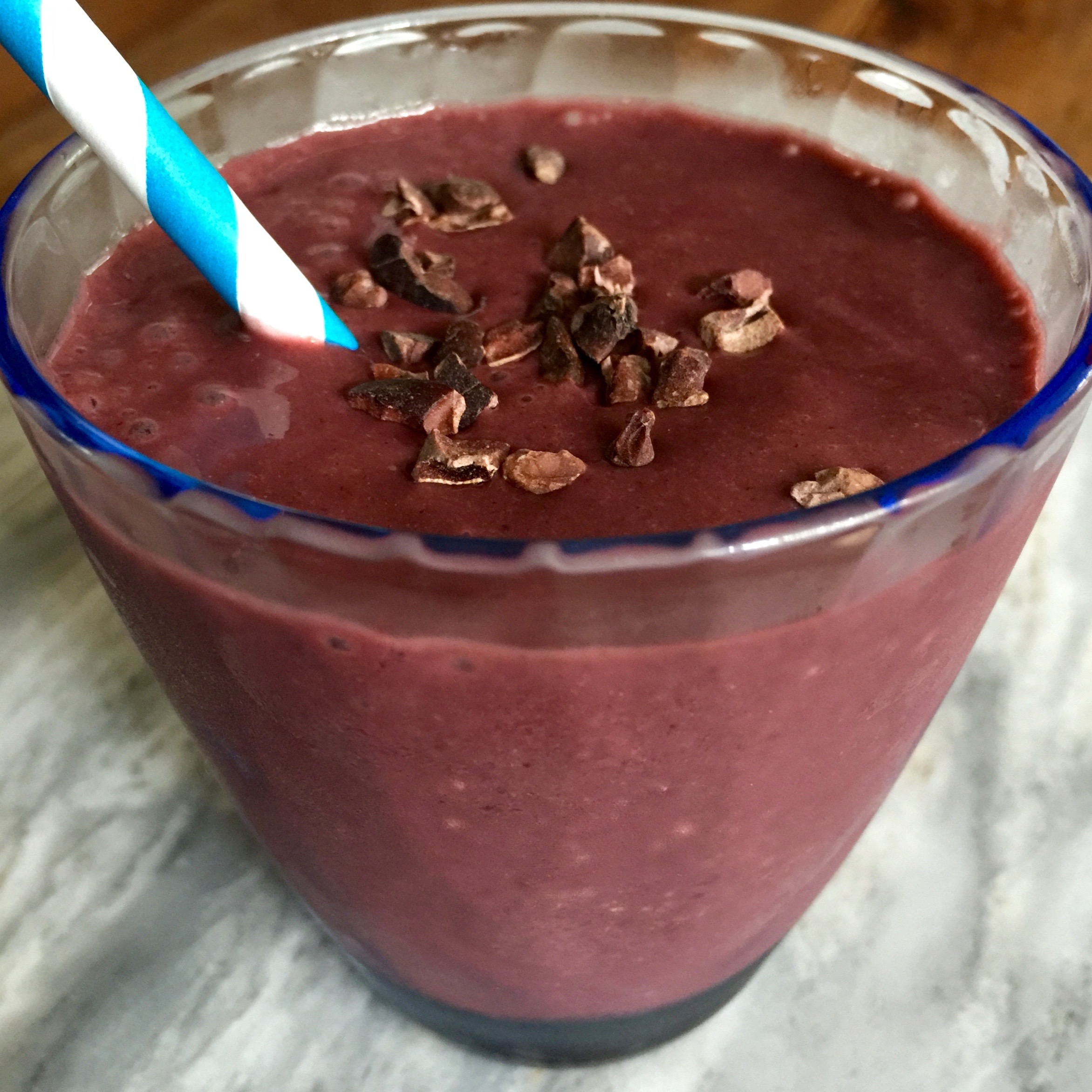 Dark cherry chocolate beetroot smoothie