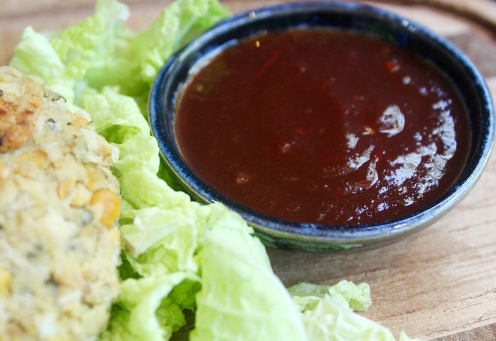 Chickpea Salmon Burgers with Tomato Chili Jam