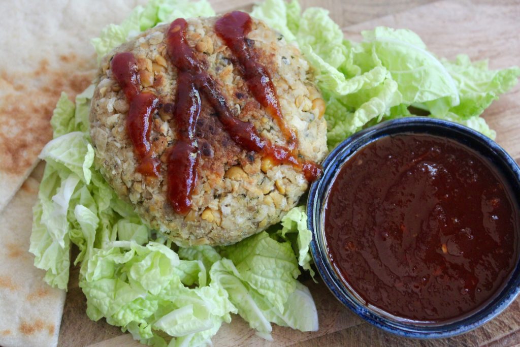 Chickpea Salmon Burgers with Tomato Chili Jam