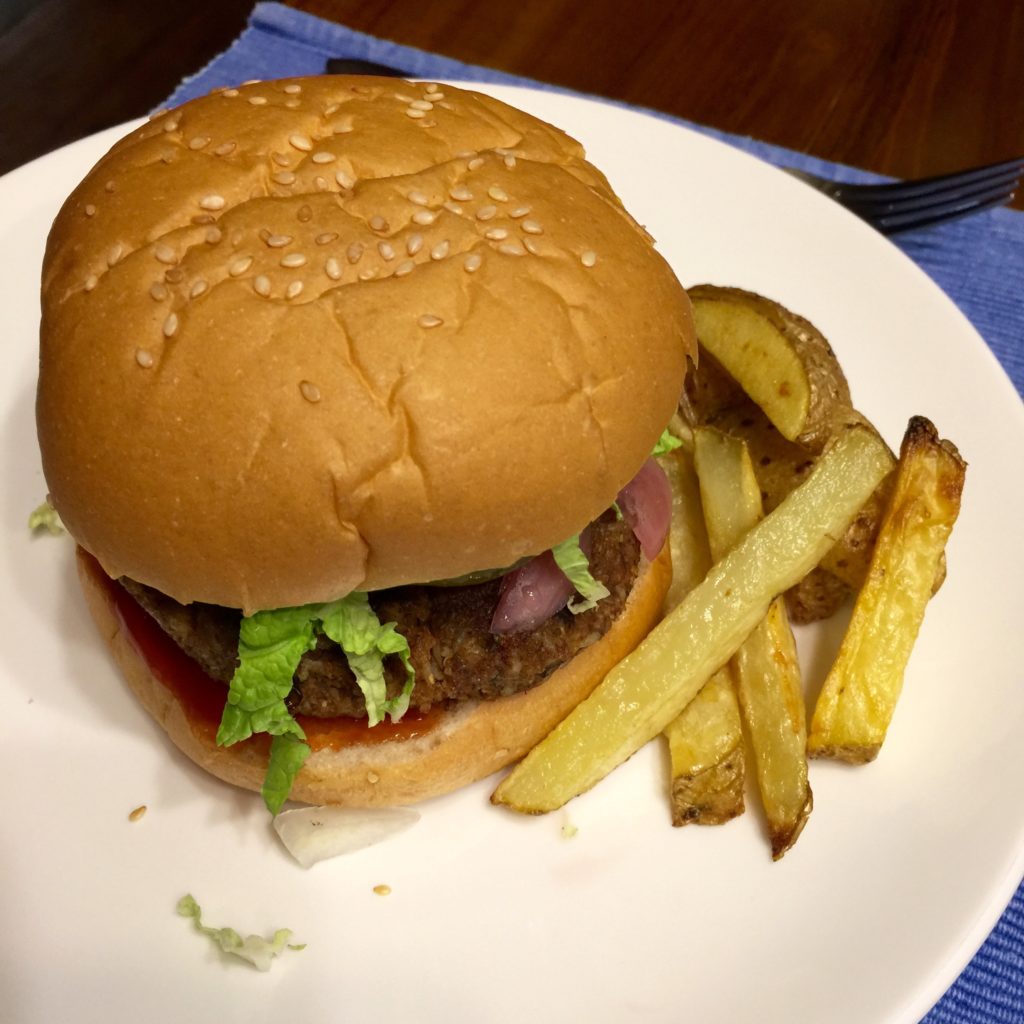 Veggie burger & oven fries