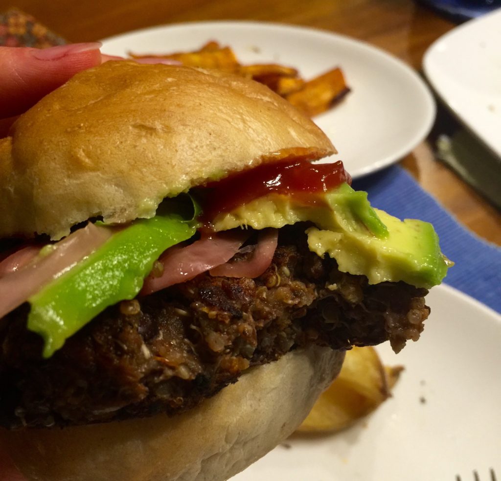 Black bean portobello quinoa burger