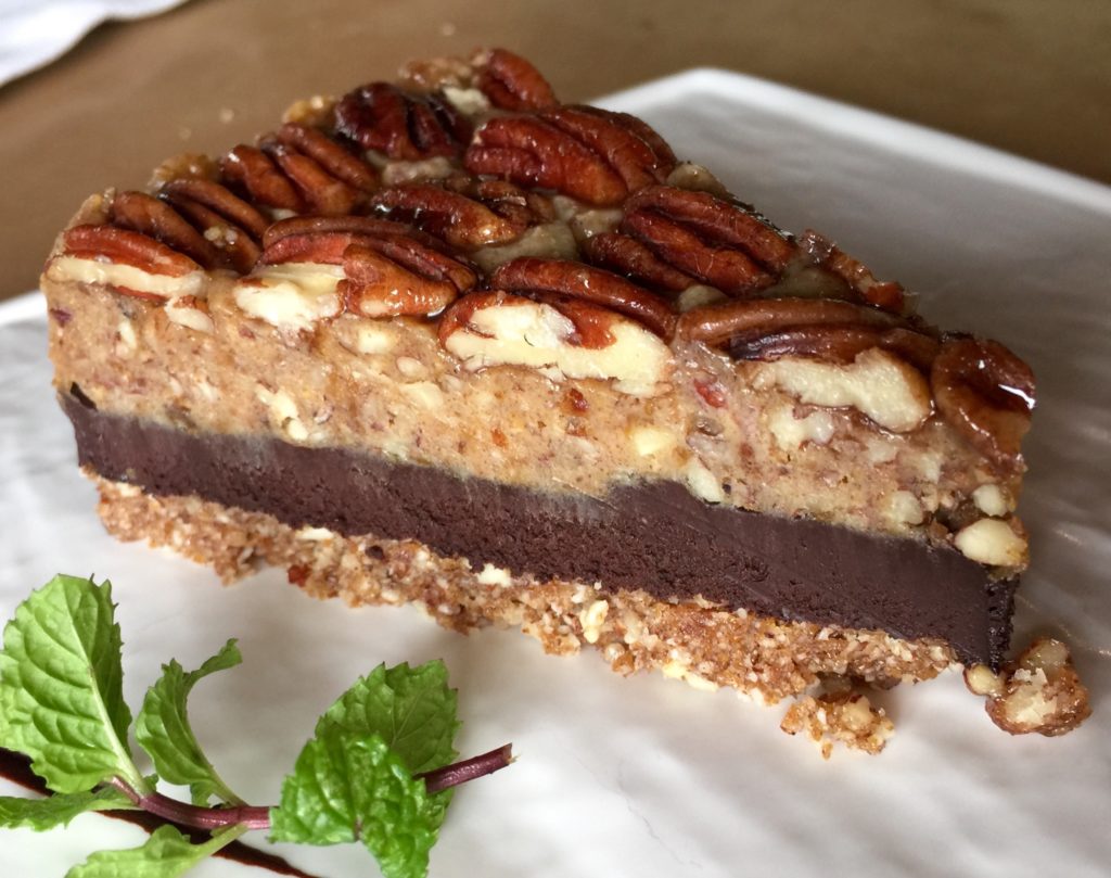 Vegan chocolate pecan cake