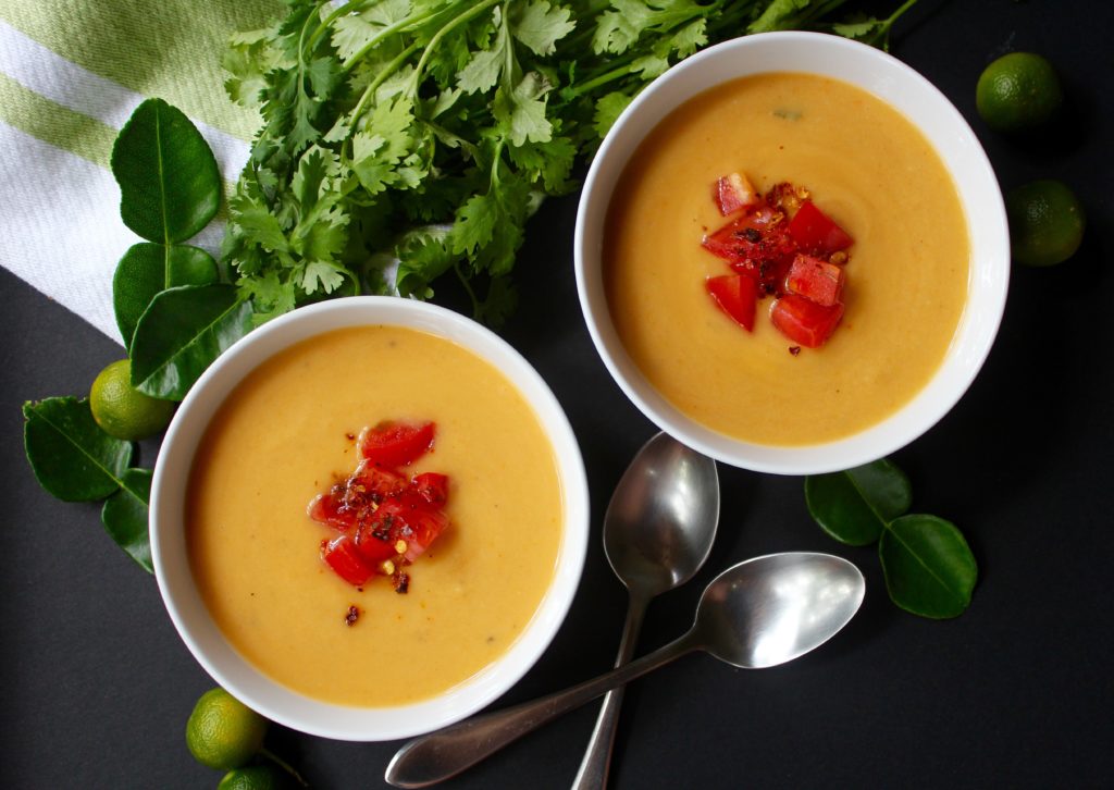 Yellow lentil soup with coconut milk & lime