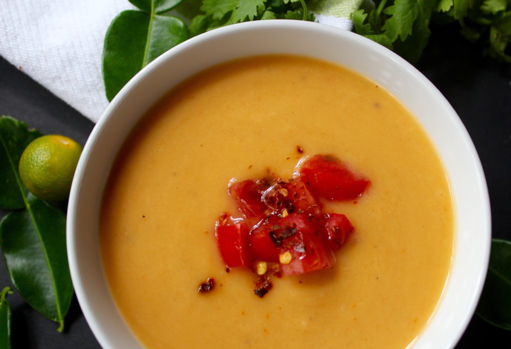 Yellow lentil soup with coconut milk & lime