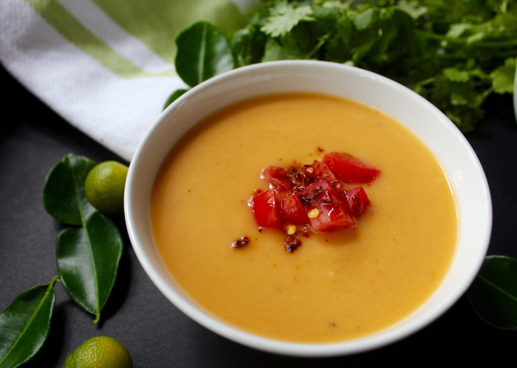 Yellow lentil soup with coconut milk & lime