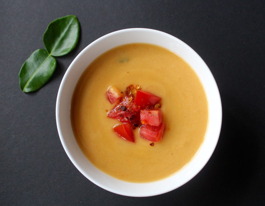 Yellow lentil soup with coconut milk & lime