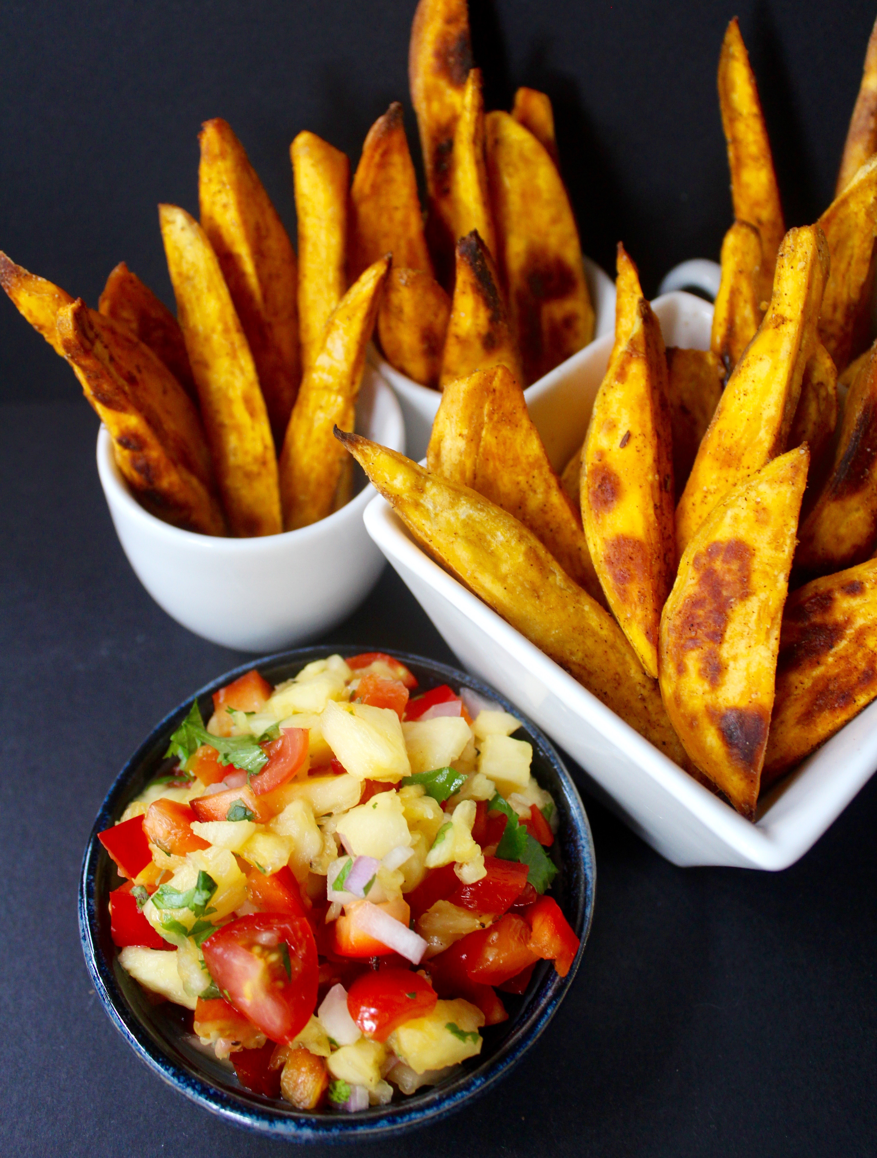 Spicy Camote Fries with Fresh Pineapple Salsa