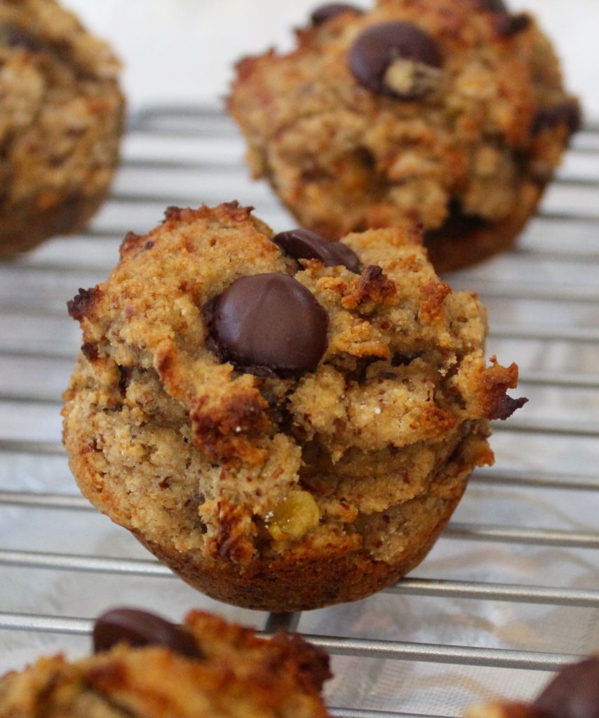 Peanut butter banana chocolate chip muffins