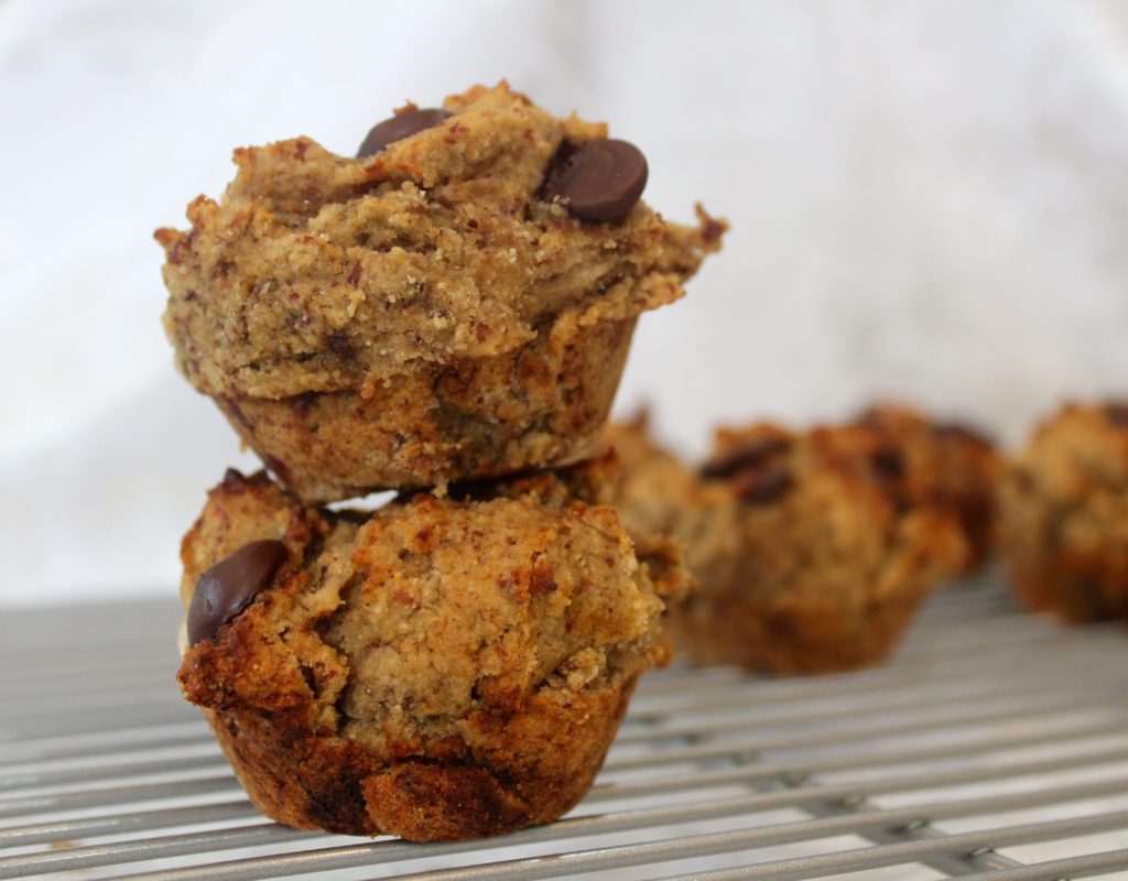 Peanut butter banana chocolate chip muffins