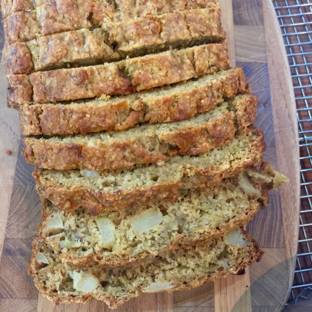 Apple Banana Bread with Chocolate Almond Butter Sauce