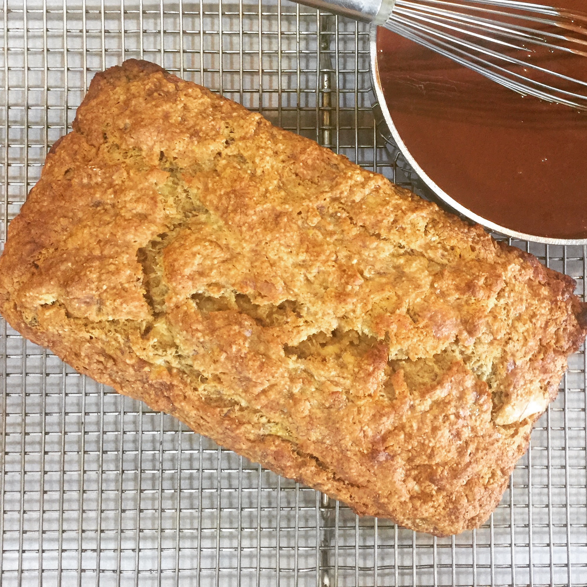 Apple Banana Bread with Chocolate Almond Butter Sauce