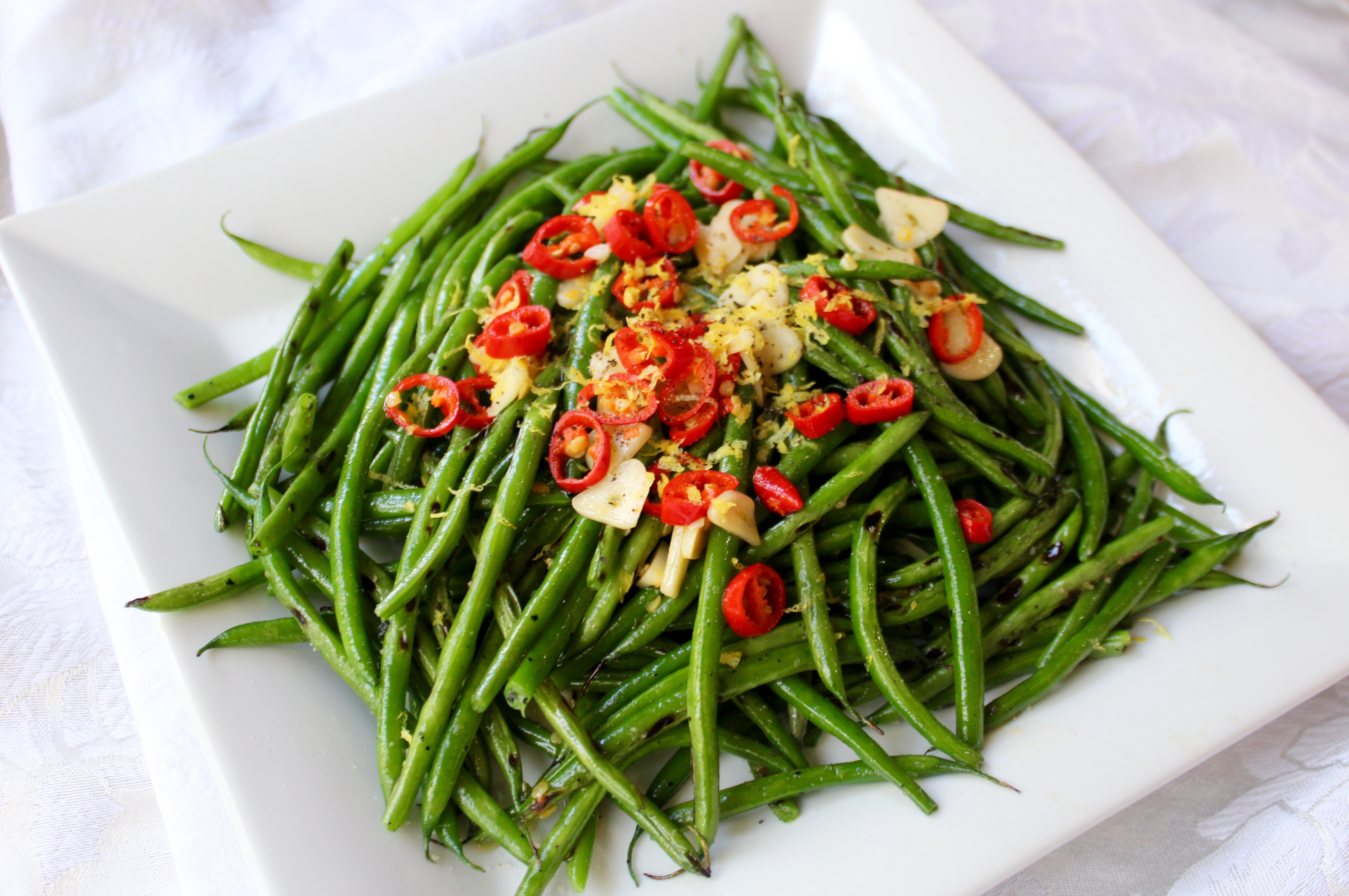 Chargrilled French Beans with Chili & Garlic – The Expat Dietitian
