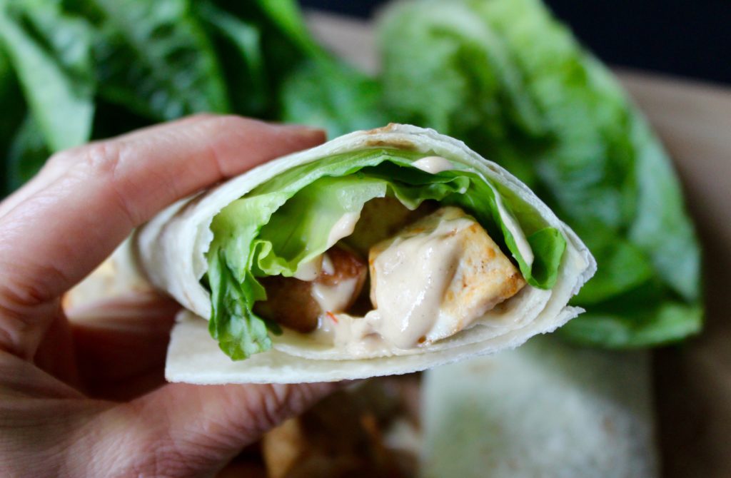 Spicy Tofu Wraps with Citrus Tahini Dressing