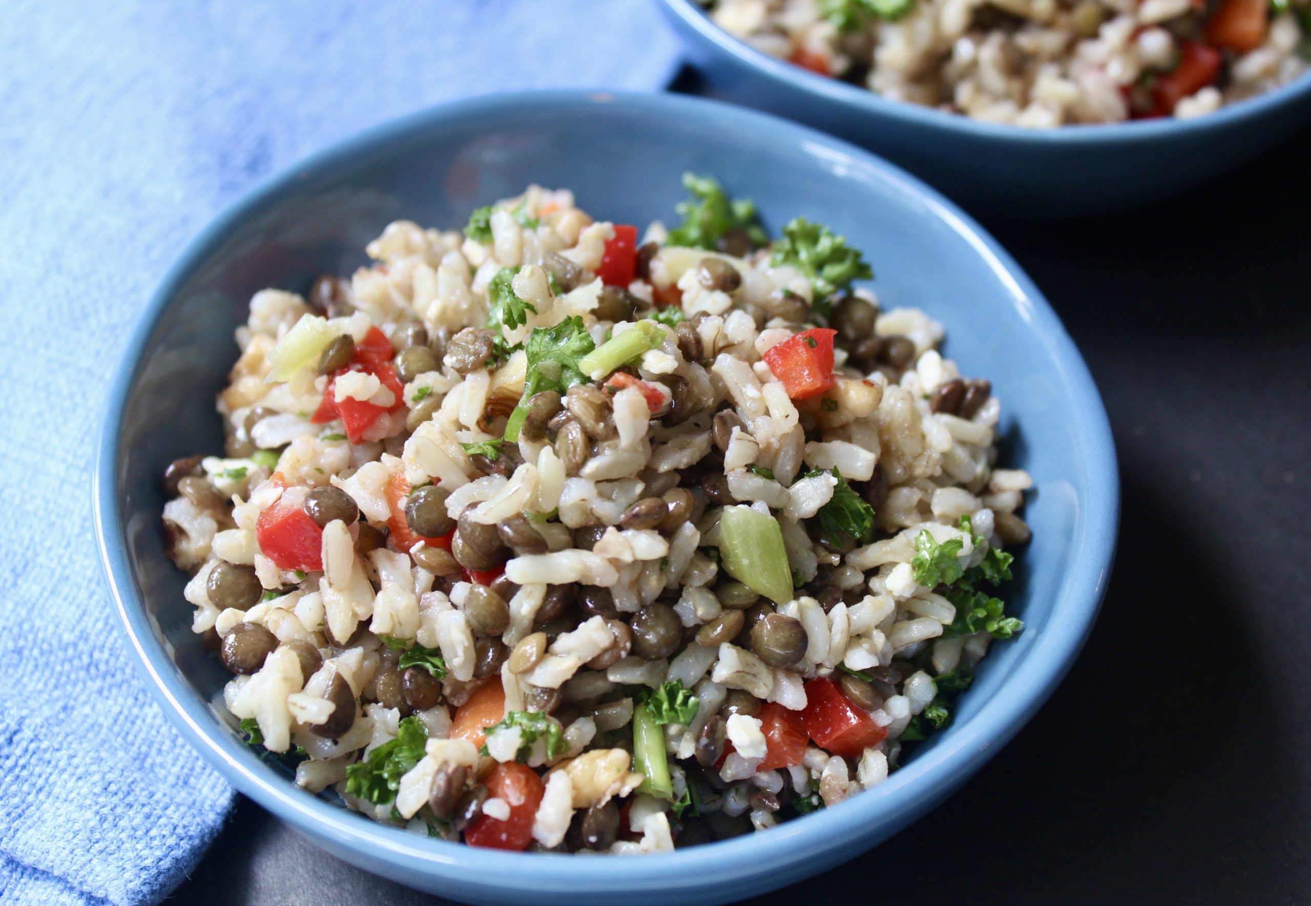 Brown rice & lentil salad